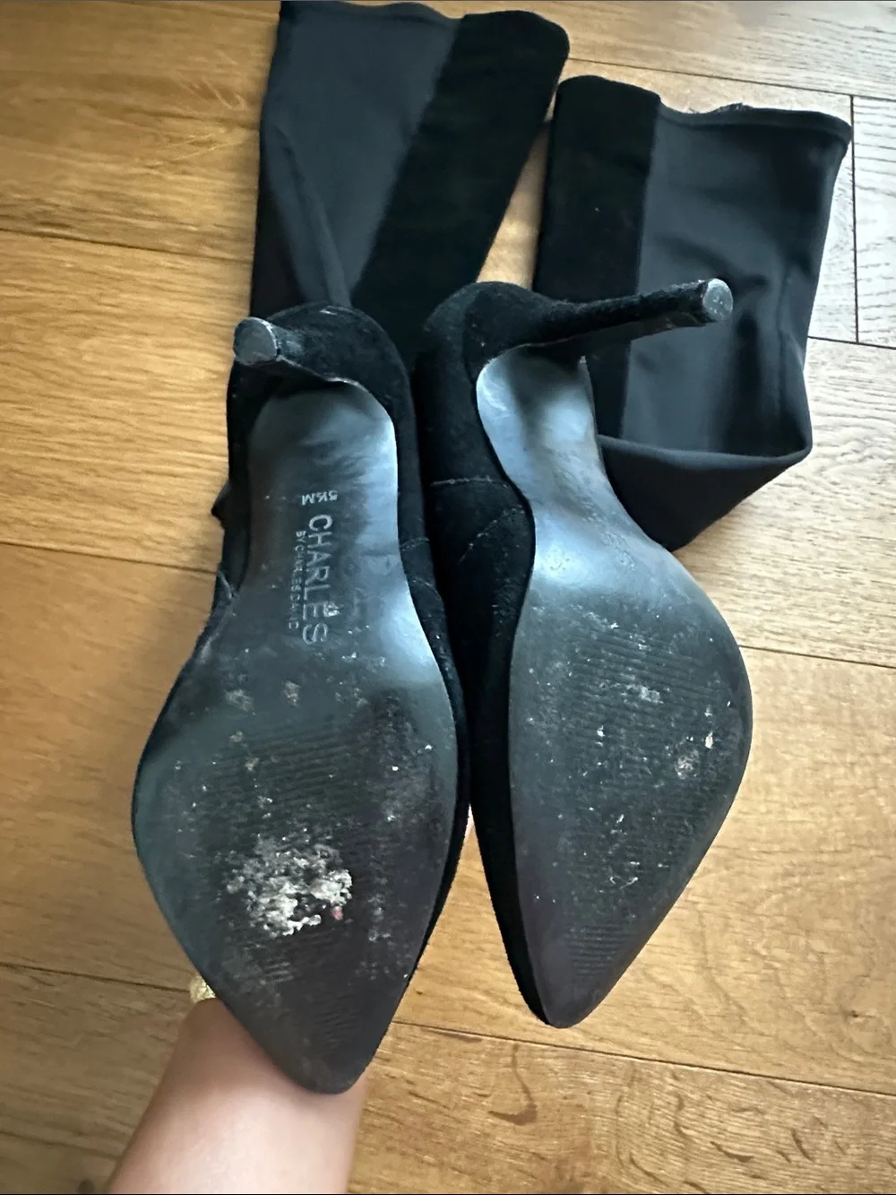 Charles David Black Over-the-Knee Pointed Stiletto Boots